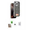 MARSİLYAN™- iPhone 16 Pro Kılıf Vadi Klasik Serisi - Siyah Bilvis 0.18mm Plus Cam Ekran Koruyucu + Raze Metal Kamera Lens - CLTM