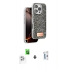MARSİLYAN™- iPhone 16 Pro Kılıf Vadi Klasik Serisi - Siyah Bilvis 0.18mm Plus Cam Ekran Koruyucu + Raze Metal Kamera Lens - BZ