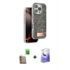 MARSİLYAN™- iPhone 16 Pro Kılıf Vadi Klasik Serisi - Siyah Bilvis 5in1 5D Magic Hayalet Cam Ekran Koruyucu + Raze Metal Kamera Lens - CLTM