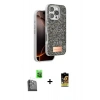 MARSİLYAN™- iPhone 16 Pro Kılıf Vadi Klasik Serisi - Siyah Buffer Cam Ekran Koruyucu + Raze Metal Kamera Lens - SH