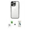 MARSİLYAN™- iPhone 16 Pro Kılıf Vadi Minimal - Şeffaf Pasifik Cam Ekran Koruyucu + Raze Metal Kamera Lens - BZ