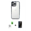 MARSİLYAN™- iPhone 16 Pro Kılıf Vadi Minimal - Siyah 3D Antistatik Hayalet Cam Ekran Koruyucu + Raze Metal Kamera Lens - BZ