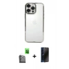 MARSİLYAN™- iPhone 16 Pro Kılıf Vadi Minimal - Siyah 3D Antistatik Hayalet Cam Ekran Koruyucu + Raze Metal Kamera Lens - SH