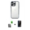 MARSİLYAN™- iPhone 16 Pro Kılıf Vadi Minimal - Siyah 3D Antistatik Hayalet Cam Ekran Koruyucu + Raze Metal Kamera Lens - SH