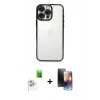 MARSİLYAN™- iPhone 16 Pro Kılıf Vadi Minimal - Siyah 3D Antistatik Mat Seramik Nano Ekran Koruyucu + Raze Metal Kamera Lens - BZ