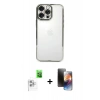 MARSİLYAN™- iPhone 16 Pro Kılıf Vadi Minimal - Siyah 3D Antistatik Mat Seramik Nano Ekran Koruyucu + Raze Metal Kamera Lens - BZ