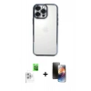 MARSİLYAN™- iPhone 16 Pro Kılıf Vadi Minimal - Siyah 3D Antistatik Mat Seramik Nano Ekran Koruyucu + Raze Metal Kamera Lens - BZ