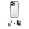 MARSİLYAN™- iPhone 16 Pro Kılıf Vadi Minimal - Siyah 3D Antistatik Mat Seramik Nano Ekran Koruyucu + Raze Metal Kamera Lens - CLTM