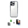MARSİLYAN™- iPhone 16 Pro Kılıf Vadi Minimal - Siyah 3D Antistatik Mat Seramik Nano Ekran Koruyucu + Raze Metal Kamera Lens - SH