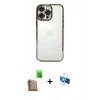 MARSİLYAN™- iPhone 16 Pro Kılıf Vadi Minimal - Siyah 3D Antistatik Seramik Nano Ekran Koruyucu + Çöl Titanyum Raze Metal Kamera Lens