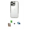 MARSİLYAN™- iPhone 16 Pro Kılıf Vadi Minimal - Siyah 3D Antistatik Seramik Nano Ekran Koruyucu + Çöl Titanyum Raze Metal Kamera Lens