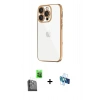 MARSİLYAN™- iPhone 16 Pro Kılıf Vadi Minimal - Siyah 3D Antistatik Seramik Nano Ekran Koruyucu + Siyah Raze Metal Kamera Lens