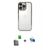 MARSİLYAN™- iPhone 16 Pro Kılıf Vadi Minimal - Siyah 3D Antistatik Seramik Nano Ekran Koruyucu + Siyah Raze Metal Kamera Lens