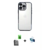 MARSİLYAN™- iPhone 16 Pro Kılıf Vadi Minimal - Siyah 3D Antistatik Seramik Nano Ekran Koruyucu + Siyah Raze Metal Kamera Lens