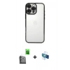 MARSİLYAN™- iPhone 16 Pro Kılıf Vadi Minimal - Siyah 3D Antistatik Seramik Nano Ekran Koruyucu + Siyah Raze Metal Kamera Lens