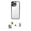MARSİLYAN™- iPhone 16 Pro Kılıf Vadi Minimal - Siyah Bilvis 3D Cam Ekran Koruyucu + Raze Metal Kamera Lens - CLTM