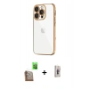 MARSİLYAN™- iPhone 16 Pro Kılıf Vadi Minimal - Siyah Bilvis 3D Cam Ekran Koruyucu + Raze Metal Kamera Lens - CLTM