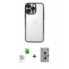 MARSİLYAN™- iPhone 16 Pro Kılıf Vadi Minimal - Siyah Bilvis 3D Mat Cam Ekran Koruyucu + Raze Metal Kamera Lens - BZ