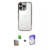 MARSİLYAN™- iPhone 16 Pro Kılıf Vadi Minimal - Siyah Bilvis 5in1 3D Magic Cam Ekran Koruyucu + Raze Metal Kamera Lens - CLTM