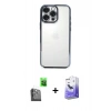 MARSİLYAN™- iPhone 16 Pro Kılıf Vadi Minimal - Siyah Bilvis 5in1 5D Magic Hayalet Cam Ekran Koruyucu + Raze Metal Kamera Lens - SH