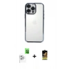 MARSİLYAN™- iPhone 16 Pro Kılıf Vadi Minimal - Siyah Buffer Cam Ekran Koruyucu + Raze Metal Kamera Lens - BZ