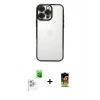 MARSİLYAN™- iPhone 16 Pro Kılıf Vadi Minimal - Siyah Buffer Cam Ekran Koruyucu + Raze Metal Kamera Lens - BZ