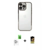 MARSİLYAN™- iPhone 16 Pro Kılıf Vadi Minimal - Siyah Buffer Cam Ekran Koruyucu + Raze Metal Kamera Lens - BZ