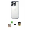 MARSİLYAN™- iPhone 16 Pro Kılıf Vadi Minimal - Siyah Buffer Cam Ekran Koruyucu + Raze Metal Kamera Lens - CLTM