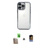 MARSİLYAN™- iPhone 16 Pro Kılıf Vadi Minimal - Siyah Buffer Hayalet Cam Ekran Koruyucu + Çöl Titanyum Raze Metal Kamera Lens