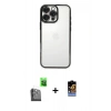 MARSİLYAN™- iPhone 16 Pro Kılıf Vadi Minimal - Siyah Buffer Hayalet Cam Ekran Koruyucu + Raze Metal Kamera Lens - SH