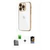 MARSİLYAN™- iPhone 16 Pro Kılıf Vadi Minimal - Siyah Buffer Hayalet Cam Ekran Koruyucu + Raze Metal Kamera Lens - SH