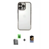 MARSİLYAN™- iPhone 16 Pro Kılıf Vadi Minimal - Siyah Buffer Hayalet Cam Ekran Koruyucu + Raze Metal Kamera Lens - SH