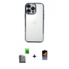 MARSİLYAN™- iPhone 16 Pro Kılıf Vadi Minimal - Siyah Buffer Hayalet Cam Ekran Koruyucu + Raze Metal Kamera Lens - SH