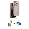 MARSİLYAN™- iPhone 16 Pro Kılıf Vadi Özel Seri - Siyah 3D Antistatik Cam Ekran Koruyucu + Raze Metal Kamera Lens - CLTM