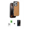 MARSİLYAN™- iPhone 16 Pro Kılıf Vadi Özel Seri - Siyah 3D Antistatik Hayalet Cam Ekran Koruyucu + Raze Metal Kamera Lens - BZ