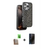 MARSİLYAN™- iPhone 16 Pro Kılıf Vadi Özel Seri - Siyah 3D Antistatik Hayalet Cam Ekran Koruyucu + Raze Metal Kamera Lens - CLTM