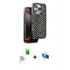 MARSİLYAN™- iPhone 16 Pro Kılıf Vadi Özel Seri - Siyah 3D Antistatik Seramik Nano Ekran Koruyucu + Raze Metal Kamera Lens - BZ