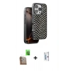 MARSİLYAN™- iPhone 16 Pro Kılıf Vadi Özel Seri - Siyah Bilvis 0.18mm Plus Cam Ekran Koruyucu + Raze Metal Kamera Lens - CLTM