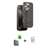 MARSİLYAN™- iPhone 16 Pro Kılıf Vadi Özel Seri - Siyah Bilvis 0.18mm Plus Cam Ekran Koruyucu + Raze Metal Kamera Lens - SH