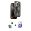 MARSİLYAN™- iPhone 16 Pro Kılıf Vadi Özel Seri - Siyah Bilvis 5in1 5D Magic Hayalet Cam Ekran Koruyucu + Raze Metal Kamera Lens - SH