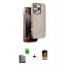 MARSİLYAN™- iPhone 16 Pro Kılıf Vadi Özel Seri - Siyah Buffer Cam Ekran Koruyucu + Raze Metal Kamera Lens - SH