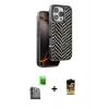 MARSİLYAN™- iPhone 16 Pro Kılıf Vadi Özel Seri - Siyah Buffer Cam Ekran Koruyucu + Raze Metal Kamera Lens - SH