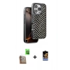 MARSİLYAN™- iPhone 16 Pro Kılıf Vadi Özel Seri - Siyah Buffer Hayalet Cam Ekran Koruyucu + Raze Metal Kamera Lens - CLTM