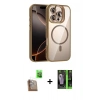 MARSİLYAN™- iPhone 16 Pro Kılıf Yadigar Asil Koleksiyonu - Şeffaf 360 Full Body Arka Koruyucu + Raze Metal Kamera Lens - CLTM