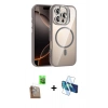MARSİLYAN™- iPhone 16 Pro Kılıf Yadigar Asil Koleksiyonu - Siyah 3D Antistatik Cam Ekran Koruyucu + Raze Metal Kamera Lens - CLTM