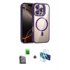 MARSİLYAN™- iPhone 16 Pro Kılıf Yadigar Asil Koleksiyonu - Siyah 3D Antistatik Cam Ekran Koruyucu + Raze Metal Kamera Lens - SH