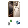 MARSİLYAN™- iPhone 16 Pro Kılıf Yadigar Asil Koleksiyonu - Siyah 3D Antistatik Cam Ekran Koruyucu + Raze Metal Kamera Lens - SH