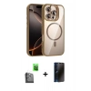 MARSİLYAN™- iPhone 16 Pro Kılıf Yadigar Asil Koleksiyonu - Siyah 3D Antistatik Hayalet Cam Ekran Koruyucu + Raze Metal Kamera Lens - SH