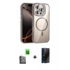 MARSİLYAN™- iPhone 16 Pro Kılıf Yadigar Asil Koleksiyonu - Siyah 3D Antistatik Hayalet Cam Ekran Koruyucu + Raze Metal Kamera Lens - SH