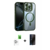 MARSİLYAN™- iPhone 16 Pro Kılıf Yadigar Asil Koleksiyonu - Siyah 3D Antistatik Hayalet Cam Ekran Koruyucu + Raze Metal Kamera Lens - BZ